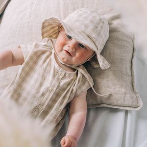 AOSTA GINGHAM LINEN BETON ROMPER