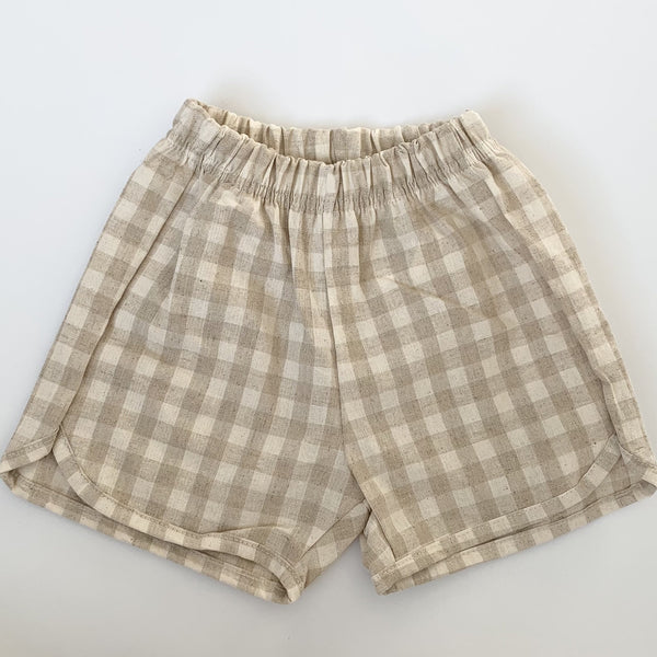 AOSTA BETON LINEN GINGHAM SHORTS