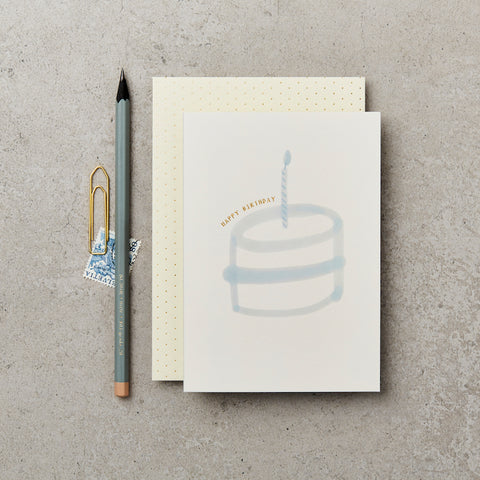 KATIE LEAMON ‘B’DAY CAKE’ GREETINGS CARD - BLUE