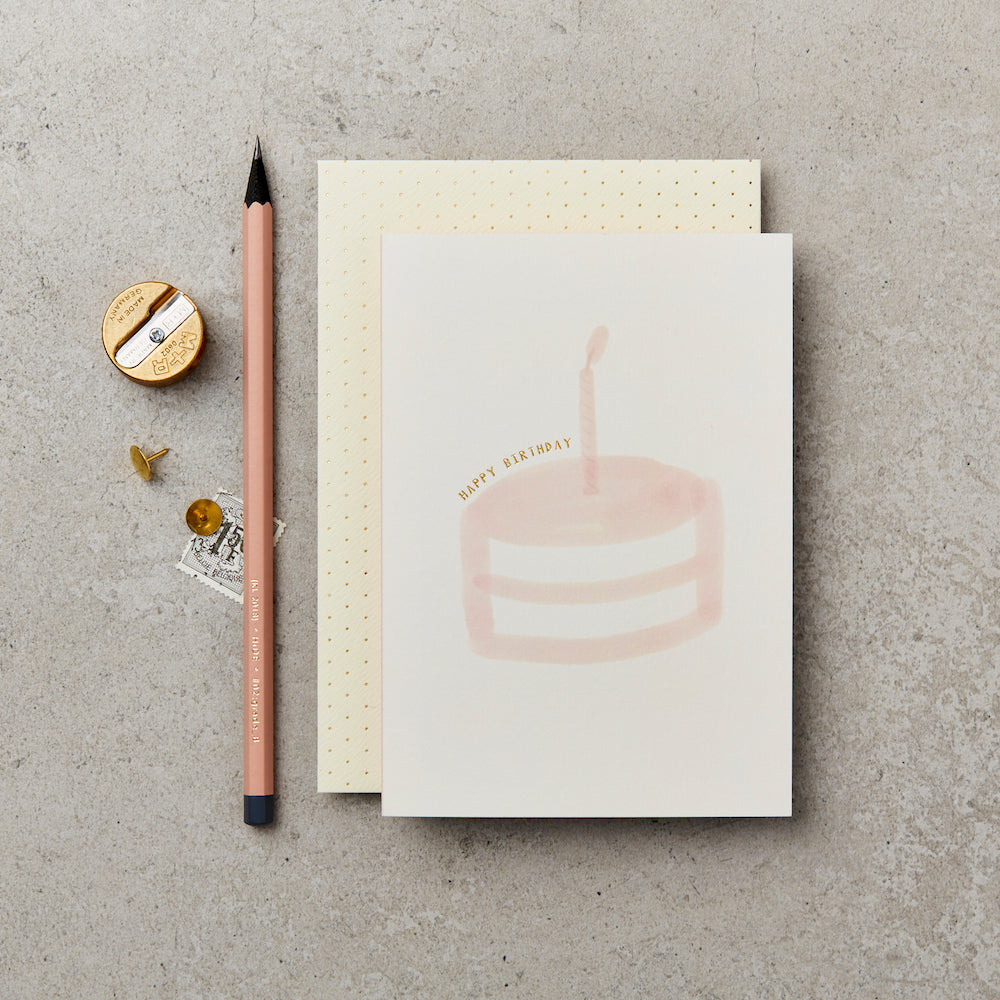 KATIE LEAMON ‘B’DAY CAKE’ GREETINGS CARD - PINK