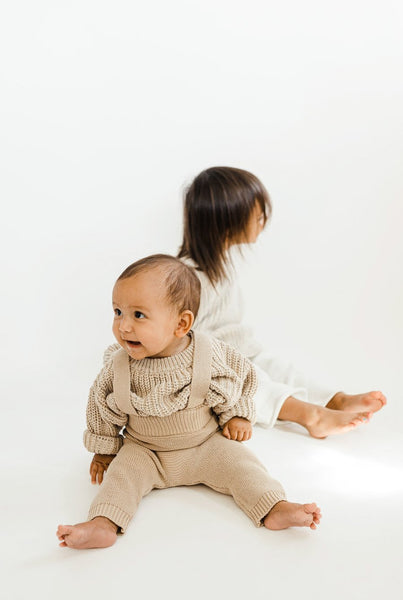 OAT CAMEL KNIT SUSPENDERS