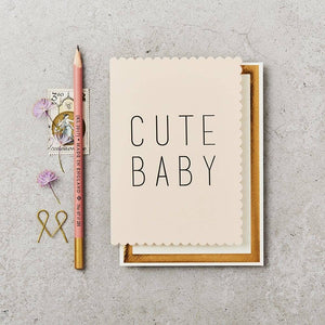 KATIE LEAMON ‘CUTE BABY’ GREETINGS CARD - PINK