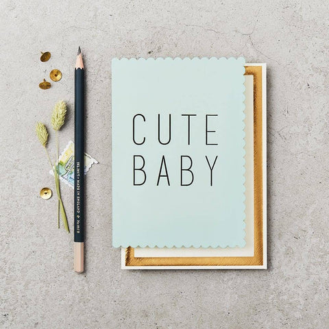 KATIE LEAMON ‘CUTE BABY’ GREETINGS CARD - GREEN