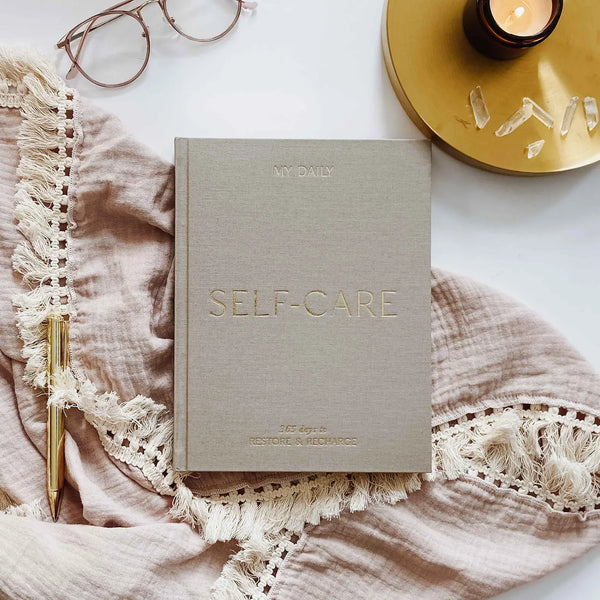 BLUSH AND GOLD DAILY SELF CARE INTENTIONS AND GRATITUDE JOURNAL - PEBBLE